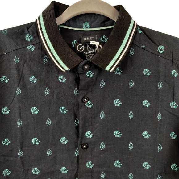 Mens G-NET Slim Fit Short Sleeve Button Down Shirt Blue Floral Size XL NWT - Picture 3 of 7